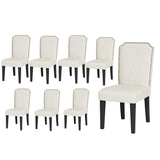 Garvee Modern Upholstered Dining Chairs Set – Linen Fabric with 60 ILD Sponge – Solid Wood Legs – Stylish, Durable for Home, Kitchen, Family Gatherings – Heavy-Duty, 500 lbs Capacity – 8PCS