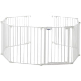 Garvee Adjustable Metal Pet Safety Gate 8-Panels, 29" High Collapsible Playpen with Lockable Door, Portable Indoor/Outdoor Barrier for Stairs, Doorways, RV, Camping, Yard, Garden, White - White