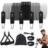 Garvee 5 Levels Stackable Resistance Bands Set - Gradient Gray TPE Tubes 10-50LB up to 150LB with Handles, Door Anchor & Ankle Straps for Full Body Workout - Gradient Gray 1