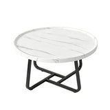 Garvee Simple Coffee Table for Office - Creative Tea Table - Iron Artwork Trendy Small Coffee Table - Living Room Decoration - Small Round Table - White