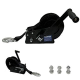 Garvee 3500lbs Heavy Duty Boat Trailer Winch with 33FT Strap, Dual-Speed 4:1/8:1 Gear Ratio & 2-Way Ratchet, Professional Hand Crank Winch for Pulling Boat, Trailer, Truck, RV, ATV, Jet Ski, Black - Black (Bolt-on handle winch)