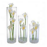 Garvee Set of 3 Calla Lily Artificial Flowers in Vase with Faux Water, Real Touch White Faux Calla Lily Flowers, Artificial Floral Arrangements for Home Decor Wedding Dining Table