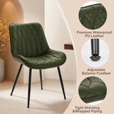 Garvee Modern Faux Leather Dining Chairs, Set of 4 - Thick Cushioned Seat, Curved Backrest, Sturdy Steel Metal Legs, Armless Kitchen & Dining Room Chairs - Color: Green