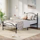Garvee Sturdy Metal Bed Frame – Victorian Headboard & Footboard – Heavy Duty Platform – Underbed Storage – Noise-Free – Easy Assembly – Twin Size, Black - Twin