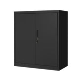 Garvee Metal Storage Cabinet 2 Doors - 36" h Locking Cabinets with 2 Adjustable Shelves, Heavy Duty Steel Locker for Garage Home Office, Lockable Storage Cabinet with Keys Black - Black
