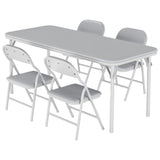 Garvee Collapsible Kids Table and 4 Chairs Set - 5-Piece Activity Furniture for Toddlers, Easy Storage, Ideal for Dining Room, Daycare, Preschool, Educational - Grey - Grey