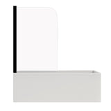 Garvee Frameless Bathtub Shower Door, 55" x 32" – 6mm Tempered Safety Glass, 180° Rotatable Curved Pivot Screen, Easy-Clean Matte Black Aluminum, Water-Resistant, Bathroom Renovation, Color: Yahei