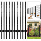 Garvee Heavy Duty U-Channel Steel Fence Posts 8-Pack – 5 FT with Anchor Plates – No-Dig Metal Stakes for Garden, Yard, Farm – Durable Outdoor Fencing – Black, 5 Feet (152.4 cm)