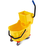 Garvee Commercial Mop Bucket with Side Press Wringer on Wheels, 35 Quart Capacity for Floor Cleaning, Kitchens, Restaurants, And Janitorial Use, Yellow