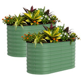 Garvee 2 Pack 4' X 2' X 2' Rust-Resistant Galvanized Steel Raised Garden Beds – Durable Outdoor Planter Boxes, Easy Assembly, for Vegetables, Flowers & Herbs – Green, Upgraded with Anti-Cutting Strips - Green