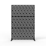 Garvee 72" X 47" Tall Metal Privacy Screen,3-Panel Freestanding Outdoor Divider Weather-Resistant for Patio/Garden/Deck - Black Geometric