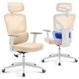 Garvee Mesh Office Desk Chair, Ergonomic Office Chair with Adjustable Lumbar Support, High-Back Computer Gaming Chair with Headrest 3D Armrests, Rolling Swivel Task Chair for Home, Office, Beige - Beige|Coating