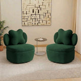Garvee 360° Swivel Accent Chair with Hidden Storage Set of 2, Velvet Heart Back Ergonomic Upholstered Pink Compact Living Room Bedroom Nursery - Teddy Fleece | Green