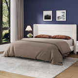 Garvee King Size Bed Frame with Wingback Headboard, Velvet Upholstered Platform Bed Frame with Sturdy Wooden Slats Support, No Box Spring Needed, Easy Assembly, White - White
