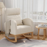 Garvee Teddy Fleece Rocking Chair, Modern Nursery Glider Chair with Side Pockets and Pillow, Rocker Chair for Living Room Bedroom Nursing Room, White - White + Teddy