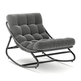 Garvee Papasan Rocking Chair Indoor Outdoor, Oversized Egg Chair with Thick Cushion, Steel Frame, Anti-tip Design, Lounge Chairs for Living Room Patio Porch, Dark Gray - Dark Gray
