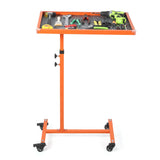 Garvee Adjustable Rolling Work Table with Wheels - 220LBS Heavy Duty, 36.3"-39.3" Height, 17"x26.7" Tool Tray, Metal Frame, Universal Casters, Garage & DIY - Orange