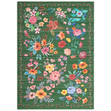 Garvee 5' x 7' Layered Floral Area Rug, Machine Washable Non-Slip Low-Pile Soft Rug for Living Room, Bedroom & Nursery, Green - Green