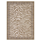 Garvee 10' × 13' Zebra Print Boho Tribal Area Rug, Machine Washable Non-Slip Low-Pile Soft Rug for Living Room, Bedroom & Dining Room, Beige - Beige
