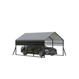Garvee Metal Carport for Truck & RV Storage, 10 x 15 FT Heavy-Duty Steel Roof Shelter with Reinforced Frame, Anchors and 8.4 FT Height, White