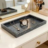 Garvee Modern Luxury Ocean Gray Marble Vanity Tray - Large Stone Organizer for Bathroom Countertop, Perfume, Jewelry, Kitchen - Elegant Home Decor Accessory, Ocean Gray - Ocean Gray