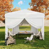 Garvee 10x10 Pop Up Canopy Tent with 4 SideWalls, Easy Up Canopy with 3 Adjustable Height, Outdoor Sun Shade with 4 Sandbags & Carrying Bag for Camping, Parties,Outdoor Events-White - White