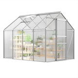 Garvee 6 x 8 FT Polycarbonate Greenhouse with Aluminum Frame, Sliding Door & Adjustable Roof Vent, Heavy-Duty Outdoor Greenhouse for Backyard, Garden, Patio - Silver