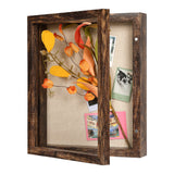 Garvee 8x10 Shadow Box Frame Display Case for Keepsakes - Real Glass, Linen Backing, Hinged Door, Push Pins Included - Tabletop or Wall Mount - Color: Mahogany HLT60125-7 - Walnut