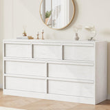 Garvee 7 Drawers Dresser Wide Antique Chest of Drawers Large Storage Durable Wood Elegant Handles Bedroom Organizer - Antique White