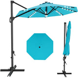 Garvee 10FT Outdoor Cantilever Umbrella Patio Umbrella Solar LED with Base Included, 360-Degree Rotation
