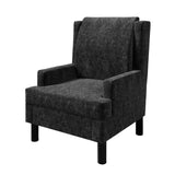 Garvee Mid-Century Modern Wingback Accent Chair – Black Chenille Upholstered Armchair with High Back, Soft Pillow, and Sturdy Wood Legs – Comfy Seating for Living Room, Bedroom, Reading Nook, or Entryway, Black - Black