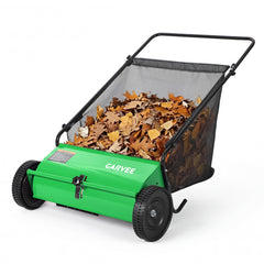 Garvee 26-Inch Push Lawn Sweeper, Walk-Behind Leaf & Grass Collector with 4 High-Speed Brushes, 7 Cu. Ft. Hopper, Heavy-Duty Yard Sweeper for Lawn, Patio & Driveway, Green - Green