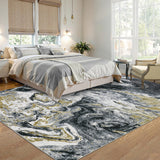 Garvee 9' x 12' Dark Gray Modern Abstract Area Rug, Washable Non-Slip Low-Pile Carpet for Living Room, Bedroom and Dining Room - Dark Gray