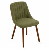Garvee Modern Upholstered Dining Chairs, Set of 2 - Easy-Clean Linen Fabric Seats - Ergonomic Comfort Backrest - Walnut Rubberwood Legs - Green - 2-pack | Walnut Foot | Green