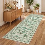 Garvee 2' × 6' Crane and Cloud Runner Rug, Soft Washable Low-Pile Polyester Carpet for Hallway, Kitchen and Entryway, Light Green
