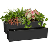 Garvee 2-Pack Metal Raised Garden Bed 36" x 9" x 9", Galvanized Steel Planter Box, Rust-Resistant Outdoor Flower & Vegetable Planter for Patio, Backyard, Deck and Balcony, Black