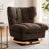Garvee Modern Chenille Swivel Armchair, 360° Rotating Oversized Reading Chair with Deep Seat, Thick Cushion & 300lb Capacity, Ideal for Living Room, Bedroom or Home Office, Brown - Brown