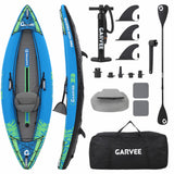 Garvee 9.8ft Inflatable Kayak with High-Durability Fabric Cover, Lightweight 1-Person Portable Canoe for Recreational Fishing & Water Exploration, 300x93x40cm