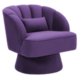Garvee 360° Swivel Barrel Accent Chair, Modern Soft Round Lounge Armchair with Striped Backrest and Cozy Padding, Comfy Seating for Living Room, Bedroom, Reading Nook, Purple - Purple