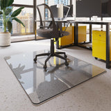 Garvee 36" × 46" Rounded Edge Anti-Burst Tempered Glass Chair Mat, 1/5" Thick Heavy-Duty Office Chair Floor Protector, European Gray - Gray