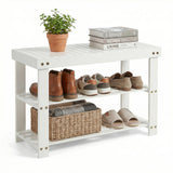 Garvee 3-Tier Shoe Storage Bench for Entryway – Modern Organizer with Sturdy Seating – Supports Up to 286 lbs – Use in Hallway, Bedroom, Living Room, Balcony – White - White