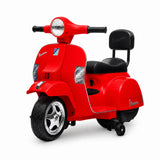 Garvee Officially Licensed Vespa Kids Electric Ride On Car, 6V Battery Powered 4-Wheel Scooter – Headlight – Backrest – Training Wheels – Durable PP – Anti-Rollover – Ride-On Toy for Toddlers, Red - Red