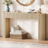 Garvee Fluted Console Table 59 Inch – Modern Mid-Century Entryway Sofa Table with Vertical Lines – Accent Table for Living Room, Hallway, or Behind Couch – Natural Wood Color - Natural Oak