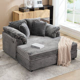 Garvee Oversized Chaise Lounge Chair, Upholstered Sofa Bed with USB Port Throw Pillows Supportive Armrests, Indoor Comfy Corduroy Cloud Sleeper Couch for Living Room, Gray - Gray