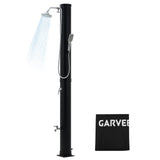 Garvee Solar Heated Outdoor Shower for Poolside and Garden – 9.3 Gallon (35L) Octagon, 360° Rainfall Head, 6FT Handheld Sprayer, Hot & Cold Water, Foot Faucet, Protective Cover – Specs: 35L octagon + handheld shower + cover - 