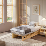 Garvee Low-Profile Wood Platform Bed Frame with Slat Support, Floor Bed Design, No Box Spring Needed, Fast Easy Assembly - Twin - Natural Wood - Natural