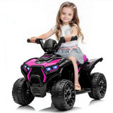 Garvee 6V Battery Powered Kids ATV Car with Lights, Music, 3.5mph Speed, 4 Wheeler, All-Terrain Tires, Safe Ride for Toddlers - Hot Pink