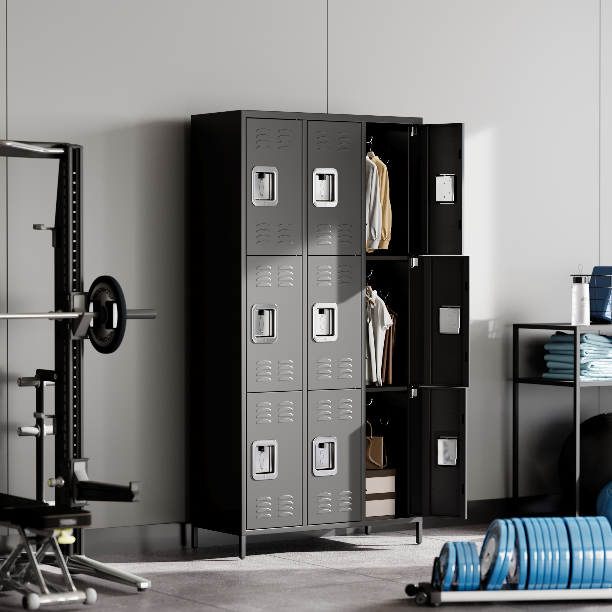 Garvee 9-Door Metal Storage Locker Cabinet with Locks and Hooks