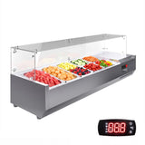 Garvee Refrigerated Countertop Table Prep Station 130W Compressor Cooling System, R290 Refrigerant Cooling 304 Stainless Steel Digital Thermostat PC Lid for Salad Pizza Topping Restaurant