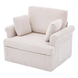 Garvee 39 Inch Modern 360 Degree Swivel Accent Chair Large Corduroy Round Armchair with 2 Pillows Comfy Upholstered Single Sofa for Living Room Green - Beige